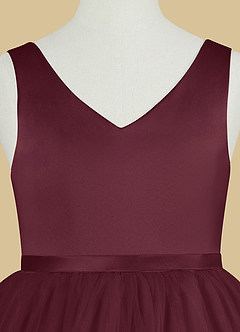 Azazie Marybell Blumenmädchenkleider A-Linie Schleifen Tüll Kleid Cabernetrot image8