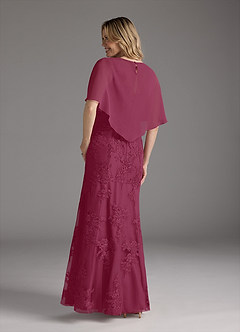 Azazie Whilhelmina Mother of the Bride Dresses Mulberry Mermaid Lace Chiffon Dress image2