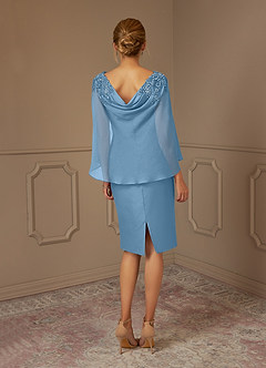 Azazie Carmela Mother of the Bride Dresses Steel Blue Sheath Lace Chiffon Dress image4