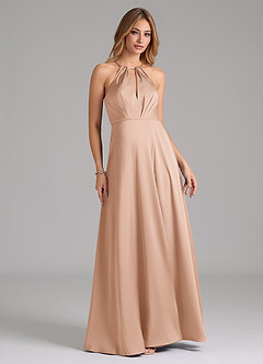 Azazie Evalleen Bridesmaid Dresses English Rose A-Line Pleated Stretch Satin Dress image3