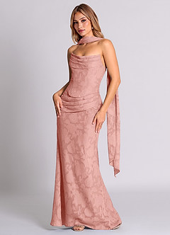 Azazie Sorrel Bridesmaid Dresses Rosette Mermaid Corset Floral Burnout Convertible Dress image3