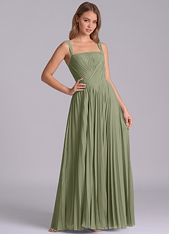 Azazie Mina Abiti da Damigella Abito A-Line in Chiffon Plissettato Pistacchio image6