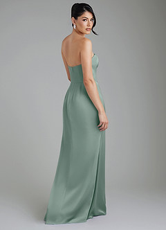 Azazie Tyler Bridesmaid Dresses Silver Sage Sheath Strapless Stretch Satin Convertible Dress image11