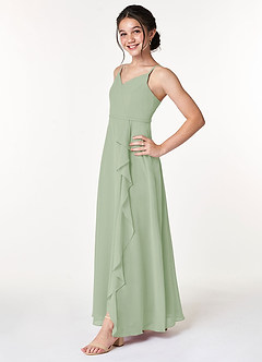 Azazie Naeem Junior Dusty Sage A-Line Ruched Chiffon Dress image3