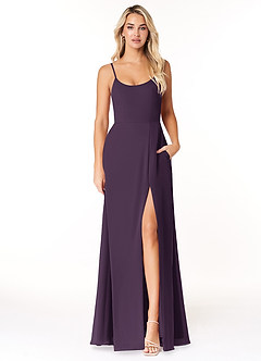 Azazie Moira Bridesmaid Dresses Plum A-Line Scoop Chiffon Dress image1