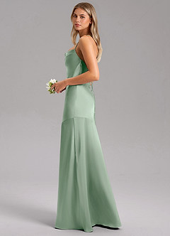 Azazie Grata Brautjungfernkleider Etui Seitliche Cut-Outs Stretch-Satin Kleid Agave image5