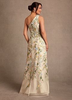 Azazie Bertie Mother of the Bride Dresses Champagne A-Line Lace Dress image2
