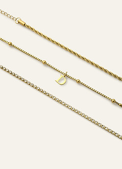 front Letter Zircon Bracelet Chain Set