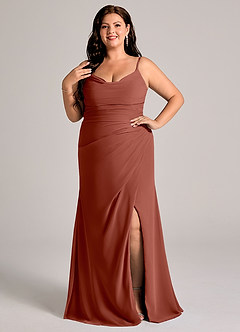 Azazie Deandra Bridesmaid Dresses Auburn Mermaid Pleated Chiffon Dress image7