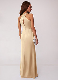 Barbie ♥ Azazie Bridesmaid Dresses Champagne Sheath Stretch Satin Dress image2