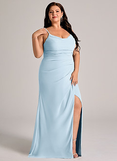 Azazie Deandra Bridesmaid Dresses Sky Blue Mermaid Pleated Chiffon Dress image11