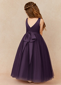 Azazie Marybell Jurken voor bloemenmeisjes A-Lijn Jurk van Tule Boog Pruim image2