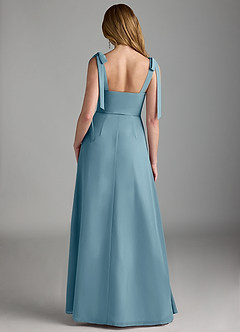 Azazie Lizet Bridesmaid Dresses Moody Blue A-Line Sweetheart Neckline Chiffon Dress image2