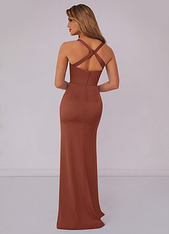 Barbie ♥ Azazie Bridesmaid Dresses Auburn Mermaid Pleated Stretch Satin Dress image2