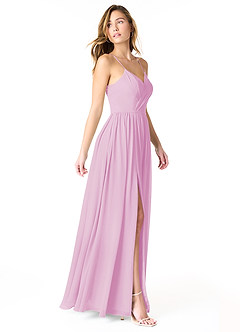 Azazie Cora Bridesmaid Dresses Candy Pink A-Line Pleated Chiffon Dress image4