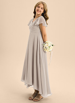 Azazie Induh Junior A-Linie Plissee Chiffon Kleid Frost image4