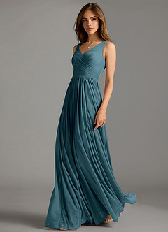 Azazie Keyla Bridesmaid Dresses Bermuda A-Line Pleated Mesh Dress image1