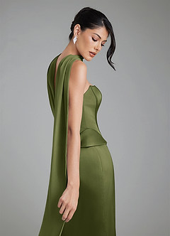 Azazie River Bridesmaid Dresses Olive Sheath Corset Stretch Satin Convertible Dress image15