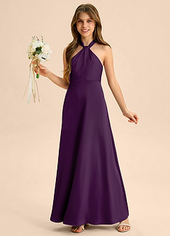 Azazie Beah Junior Robe Trapèze en Satin extensible Plissée Grain De Raisin image3