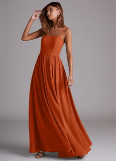 Azazie Calianna Vestidos de damas de honor Vestido de Naranja Quemada de Gasa de Corte en A Convertible con Vestidos sin tirantes image3