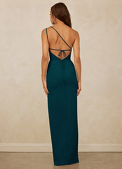 Christian Siriano Bridal for Azazie 1003 Bridesmaid Dresses Pine Sheath One Shoulder Chiffon Dress image2