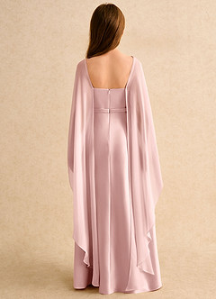 Azazie Fishie Junior Formal Blumenmädchenkleider A-Linie Matte Satin Kleid Puderrosa image2