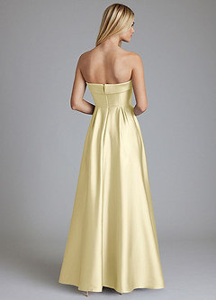 Azazie Lucienne Bridesmaid Dresses Lemon Sorbet A-Line Strapless Stretch Satin Convertible Dress image2