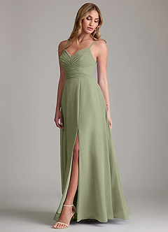 Azazie Terese Bridesmaid Dresses Pistachio A-Line Pleated Chiffon Dress image4