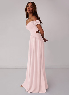 Barbie ♥ Azazie Bridesmaid Dresses Blushing Pink A-Line Off the Shoulder Chiffon Convertible Dress image4
