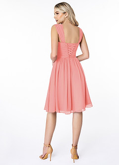 Azazie Angie Brautjungfernkleider A-Linie Korsett Chiffon Kleid Koralle image2