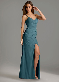 Azazie Maci Bridesmaid Dresses Bermuda Sheath Pleated Mesh Dress image3
