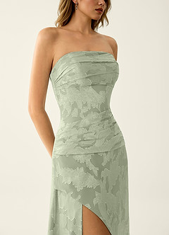 Arabella Grace Verde Claro Vestido de fiesta brillante con corsé jacquard image5