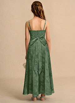 Azazie Pebbles Junior Formal Flower Girl Dresses Eucalyptus A-Line Pleated Floral Burnout Dress image3