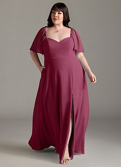 Azazie Chloe Bridesmaid Dresses Mulberry A-Line Sweetheart Neckline Chiffon Dress image7