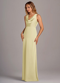 Azazie Wrenlee Bridesmaid Dresses Lemon Sorbet A-Line Stretch Satin Dress image3