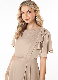 Azazie Aaliyah vestidos de dama de honor modestos Vestido de Corte En A Plisado Scoop Hasta el suelo Gasa image5
