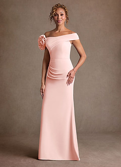 Azazie Gwynne vestidos de madre de la novia Vestido de Rosa Rubor de Crepé elástico de Corte Sirena con Vestidos sin tirantes image4