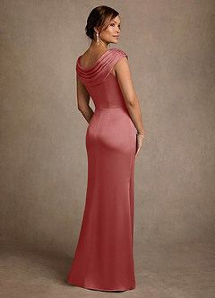 Azazie Irvine Mère de la mariée Robes Robe Trapèze en Satin extensible Plissée Antique Rose image2