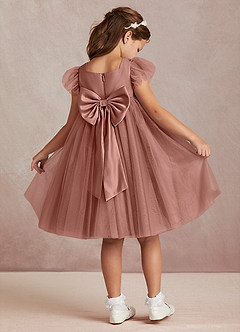 Azazie Kalio Flower Girl Dresses Cedar Rose A-Line with Sleeves Tulle Dress image1