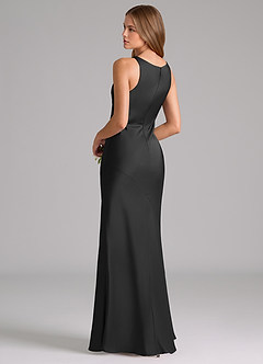 Azazie Allettie Bridesmaid Dresses Black Mermaid Stretch Satin Dress image2