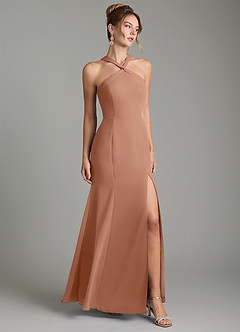 Azazie Rue Bridesmaid Dresses Bronzer A-Line Halter Chiffon Dress image1