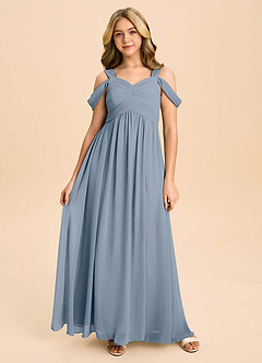 Azazie Lianne Junior Twilight A-Line Off the Shoulder Chiffon Dress image2