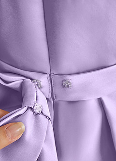 Azazie Princess Flower Girl Dresses Lilac A-Line Pleated Matte Satin Dress image7