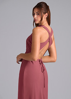 Azazie Evadne Brautjungfernkleider Etui Plissee Chiffon Kleid Merlot image7