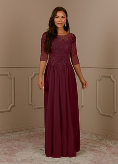 Azazie Harriet Abiti per la Madre della Sposa Abito A-Line in Maglia in Pizzo con Scollo a U Cabernet image1