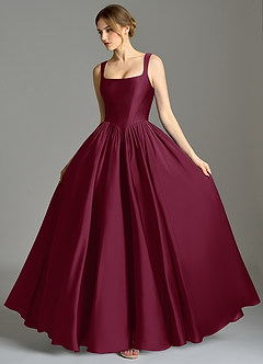 Azazie Verina Bridesmaid Dresses Mulberry A-Line Pleated Stretch Satin Dress image4