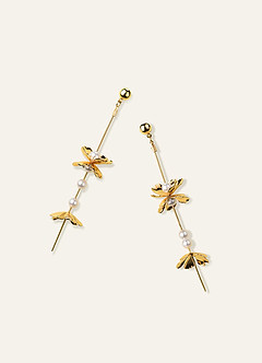 front Pearl and Petals Strand Earrings