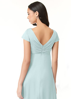 Azazie Allessia Robes de demoiselle d'honneur de maternité Robe Trapèze Plissée Longueur ras du sol Satin extensible image7