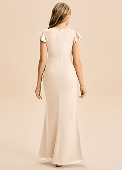 Azazie Julie Junior Robe Sirène en Mousseline de soie Rayé Albâtre Blanc image5