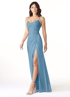 Azazie Reneya Robes de demoiselle d'honneur Robe Sirène en Maille Arc Acier Bleuté image3